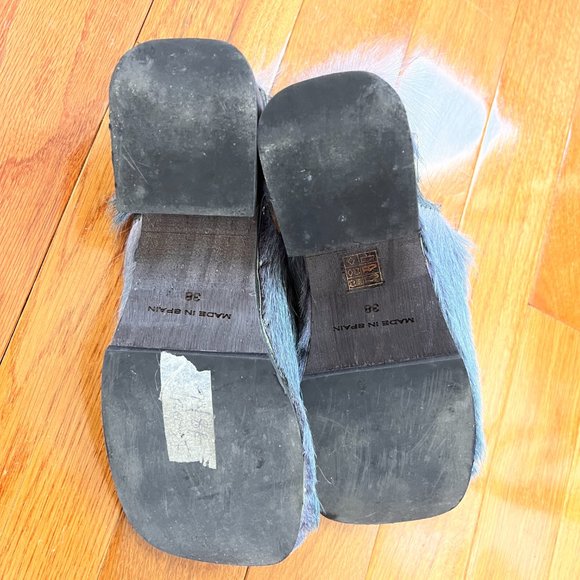 Miista Lana Faux Pony Hair Slingback Mules in Blue. - Picture 4 of 4